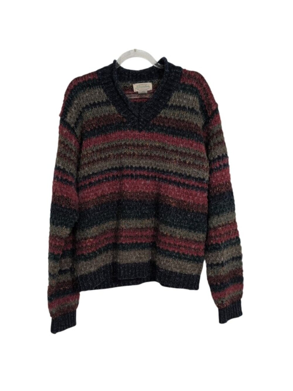 Vintage Stripe Grandpa Sweater Womens Size Medium Colorful V Neck Grunge